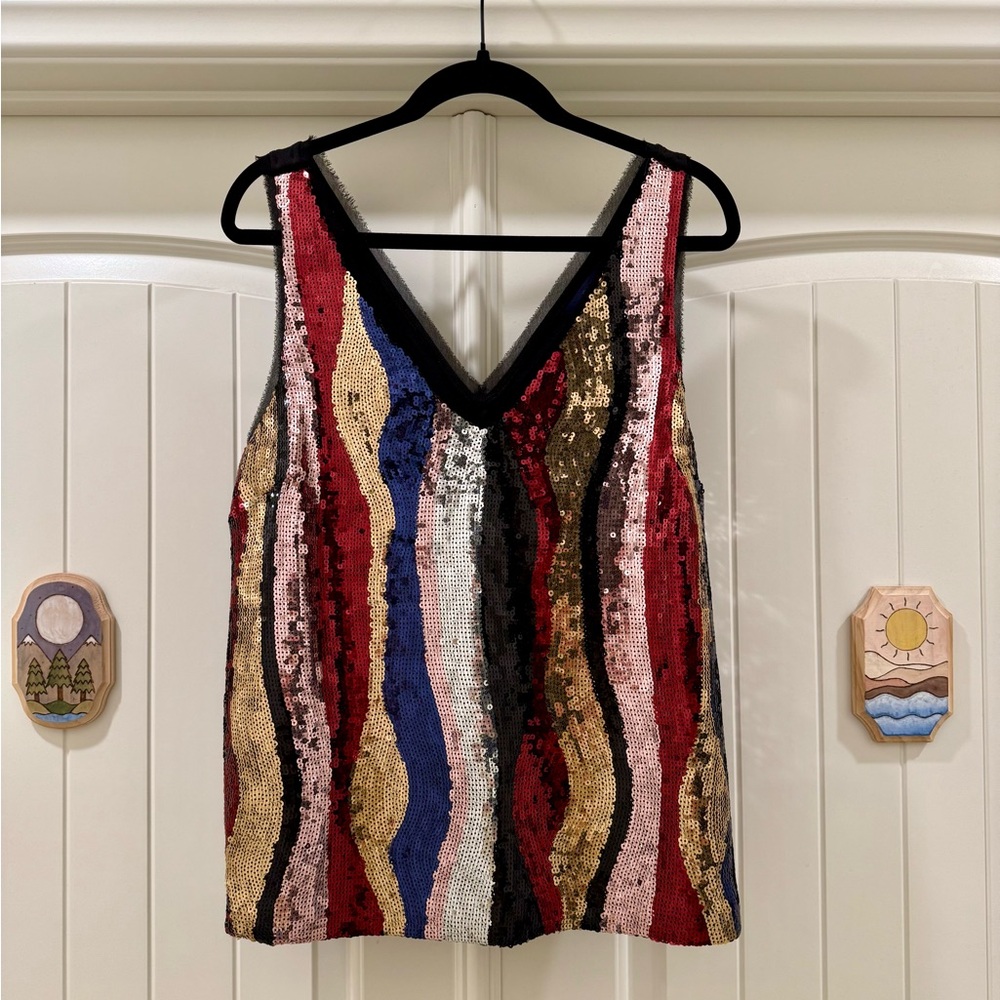 Rachel: Multicolored Sequin V-Neck Tank Top